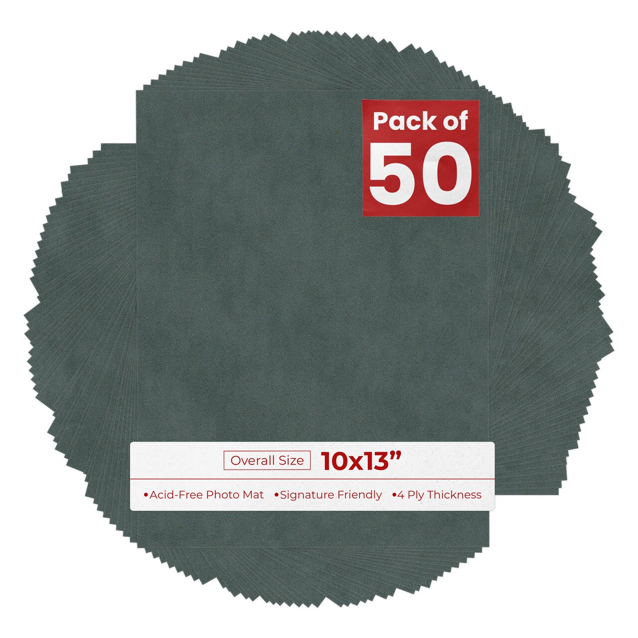 Dark Grey Suede 10x13 Uncut Mat Board - Blank Sheets, No Opening